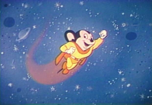 the early 1960s depiction of Mighty Mouse used in the opening of TV prints of many cartoons